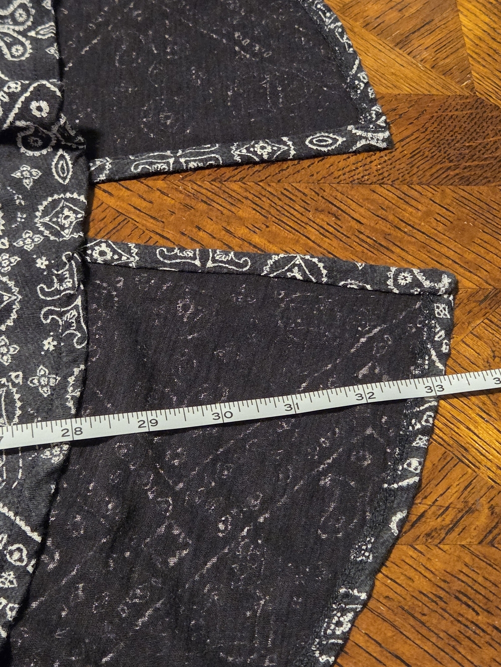 Black Cream Paisley Bandana Print Boho Western Split Neck Tunic 2X Cotton Modal - Picture 7 of 7
